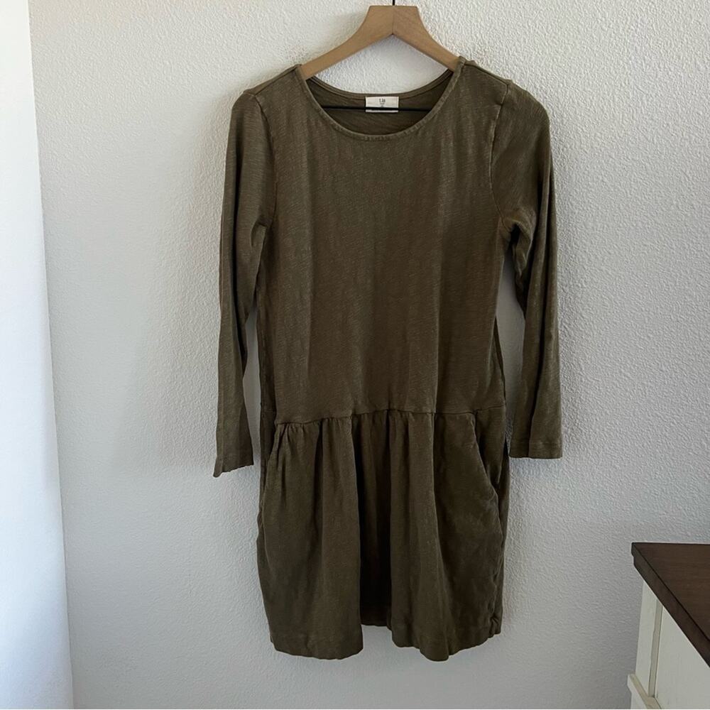 Anthropologie t.La Olive Green Textured Knit Dress Long Sleeve S P